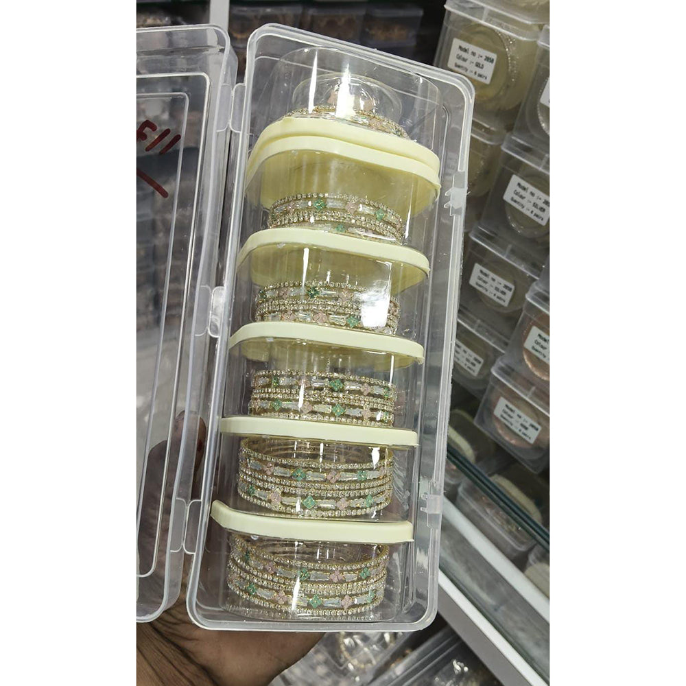 Pooja Bangles Elegant Crystal And Austrian Stone Bangle Set