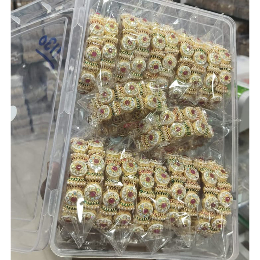 Pooja Bangles Heritage Pota Stone And Austrian Traditional Bangles Set