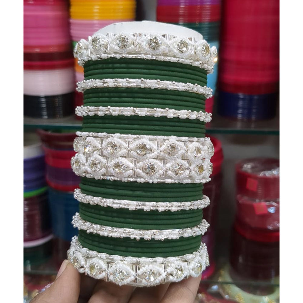 Pooja Bangles Royal Austrian Stone And Pearl Designer Bangles Set