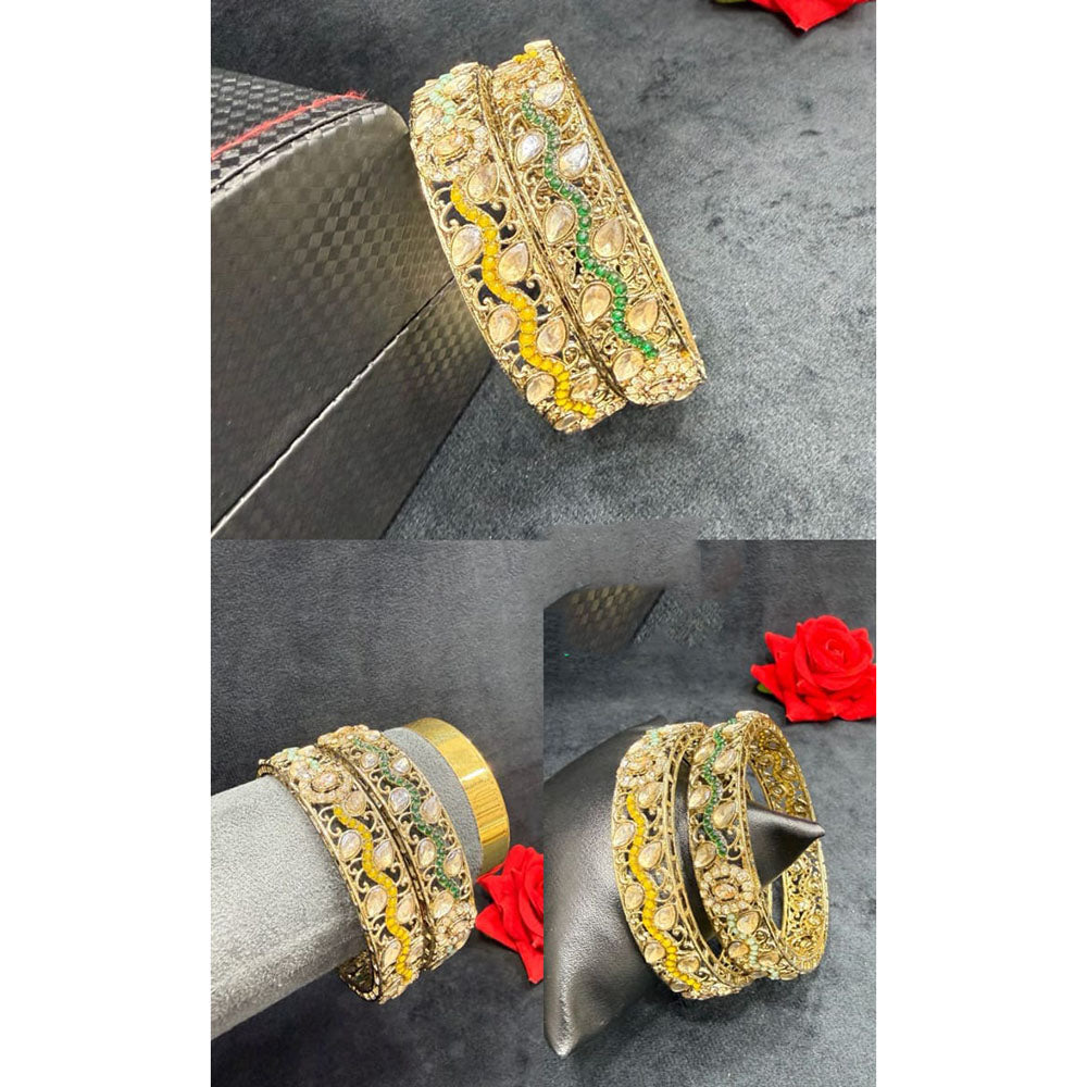 Pooja Bangles Graceful Crystal Stone And Pearl Bangles Set