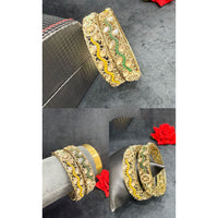 Pooja Bangles Graceful Crystal Stone And Pearl Bangles Set