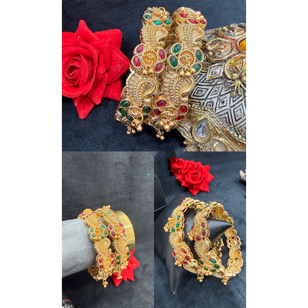 Pooja Bangles Graceful Pota Stone And Pearl Bangles Set