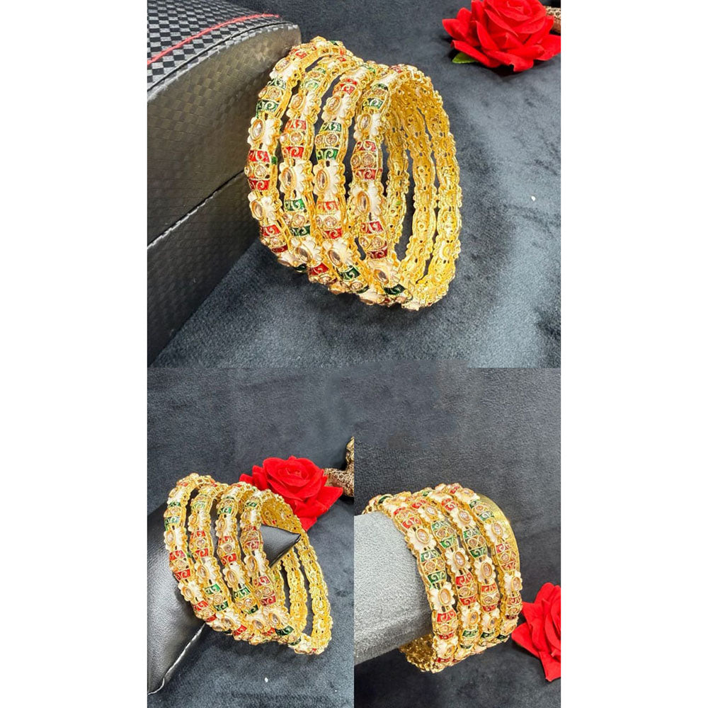 Pooja Bangles Graceful Austrian Stone And Meenakari Bangles Set