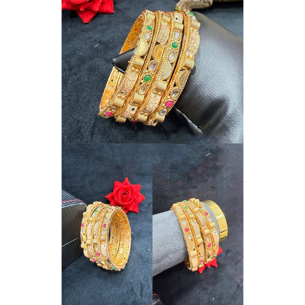Pooja Bangles Graceful Pota Stone And Meenakari Bangles Set