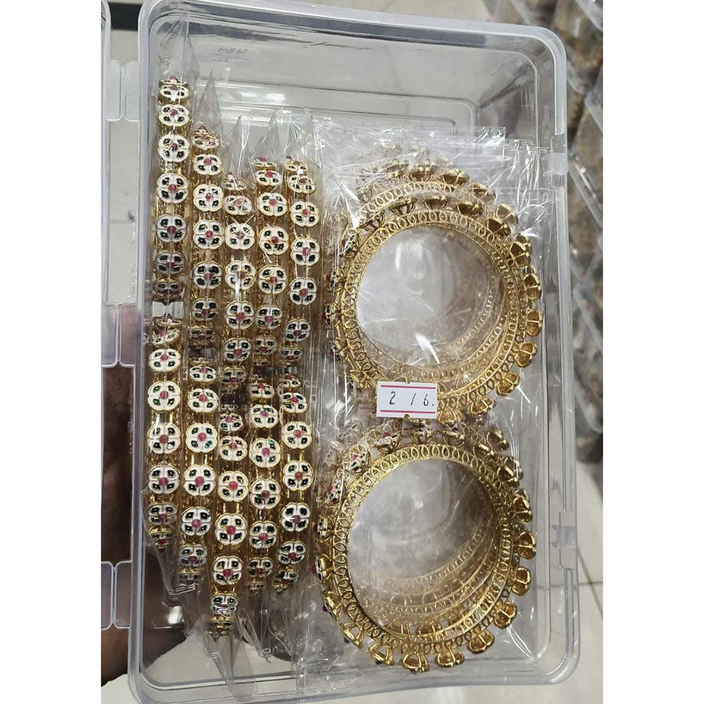 Pooja Bangles Graceful Austrian Stone And Meenakari Bangles Set