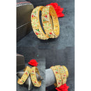 Pooja Bangles Graceful Pota Stone And Meenakari Bangles Set