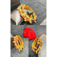 Pooja Bangles Graceful Pota Stone And Meenakari Bangles Set