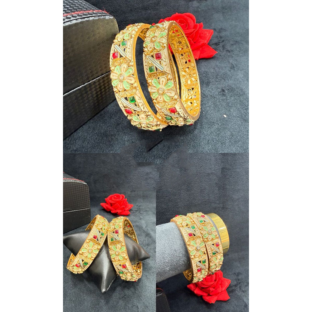 Pooja Bangles Graceful Pota Stone And Meenakari Bangles Set