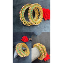 Pooja Bangles Graceful Pota Stone And Meenakari Bangles Set