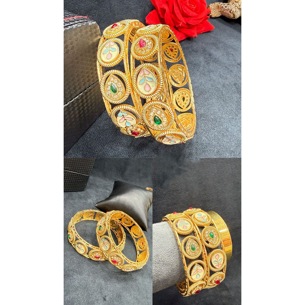 Pooja Bangles Graceful Pota Stone And Meenakari Bangles Set