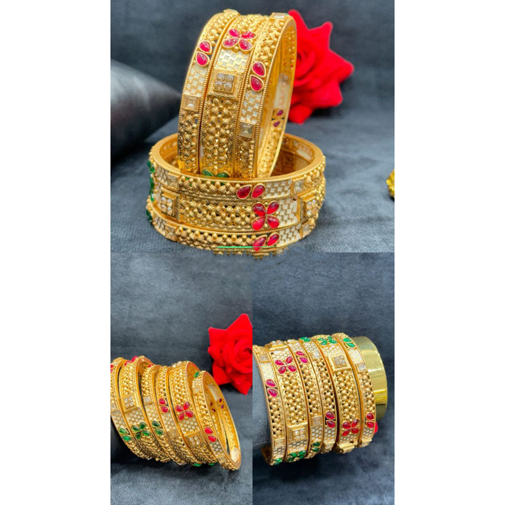 Pooja Bangles Graceful Pota Stone And Meenakari Bangles Set