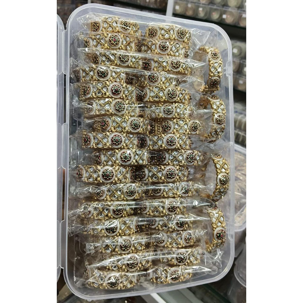 Pooja Bangles Graceful Pota Stone And Meenakari Bangles Set