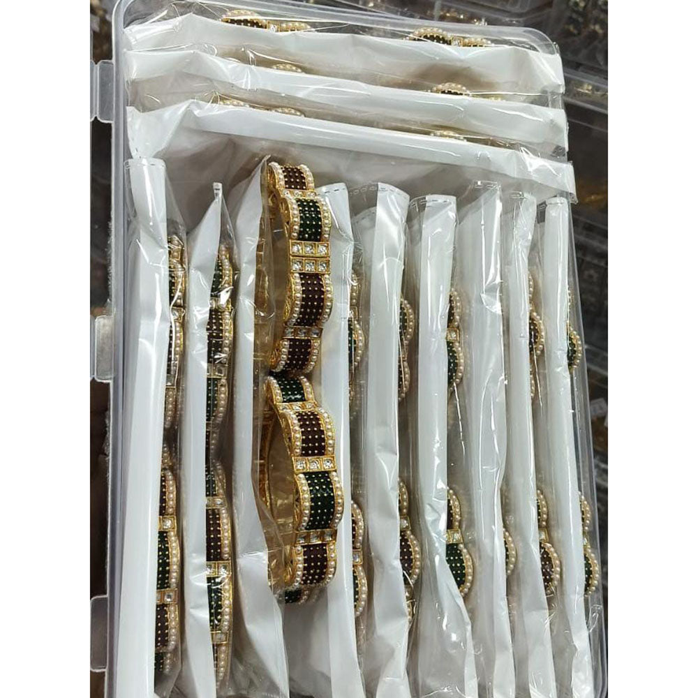 Pooja Bangles Premium Pota Stone Pearl And Meenakari Designer Bangles Set