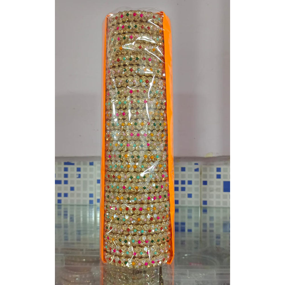 Pooja Bangles Designer Multicolor Austrian Stone Statement Bangles Set