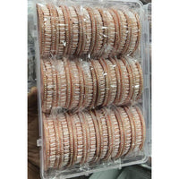 Pooja Bangles Rose Gold Plated Radiant Rainbow Austrian Stone And Pearl Bangles Set