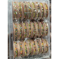 Pooja Bangles Rose Gold Plated Radiant Rainbow Austrian Stone And Pearl Bangles Set