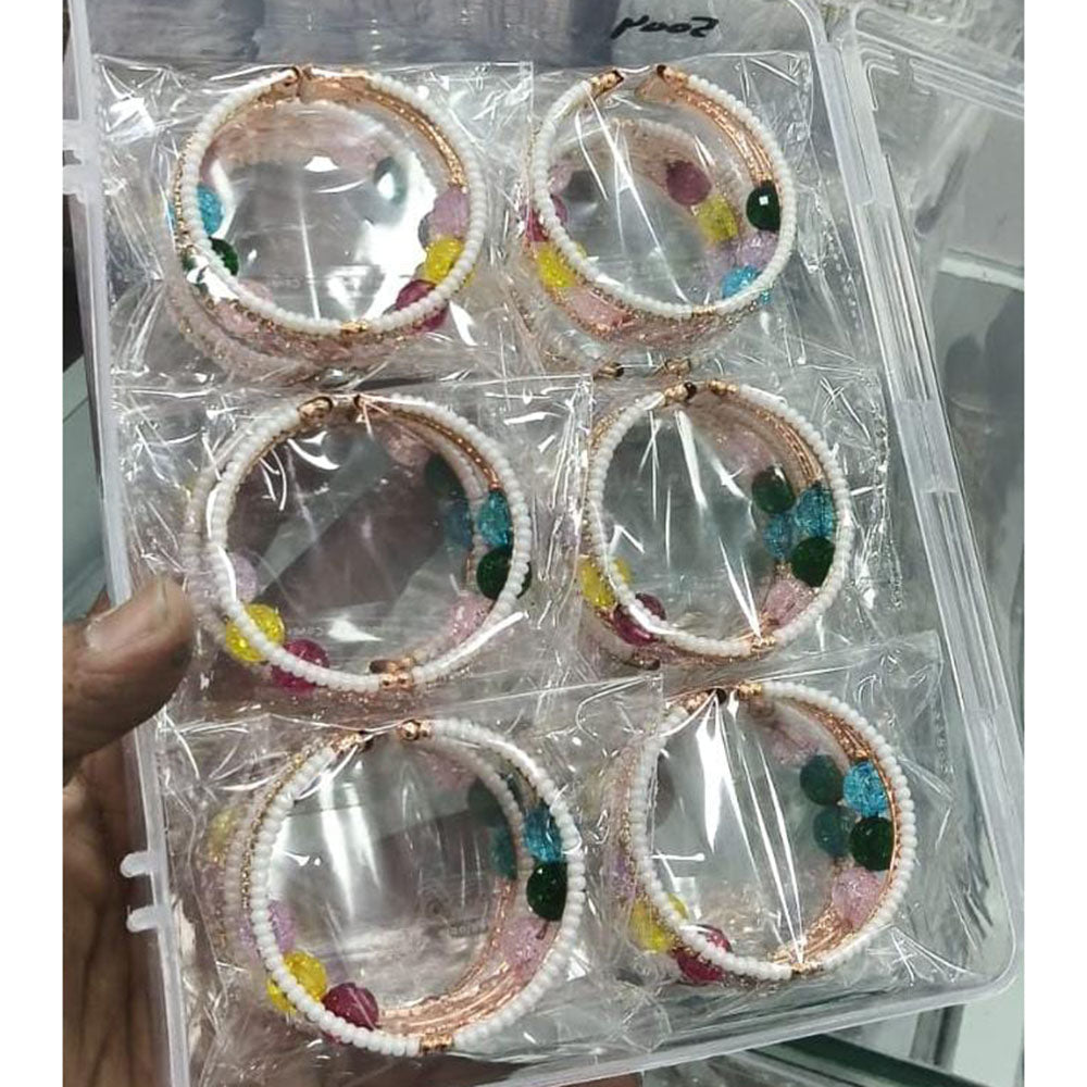 Pooja Bangles Partywear Austrian Stone And Beads Openable Bracelet