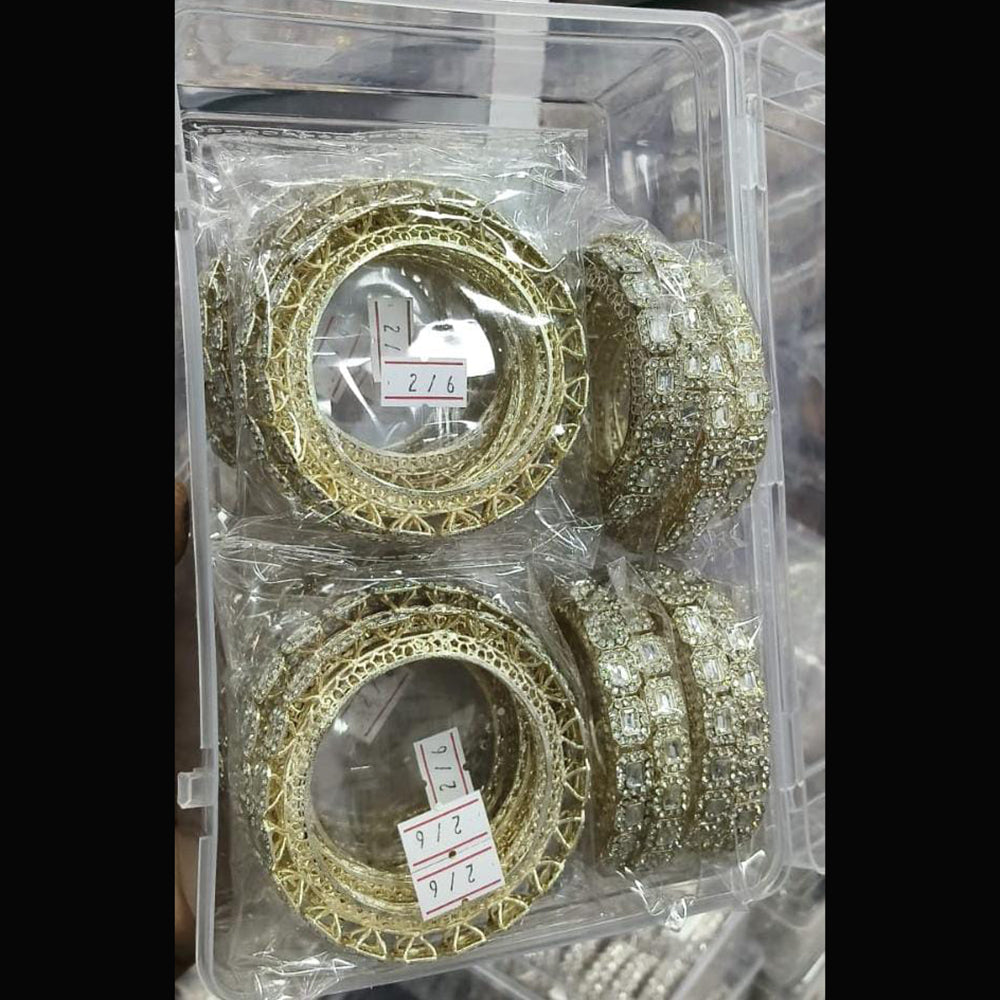 Pooja Bangles Royal Kundan Stone And Austrian Stone Partywear Bangles Set