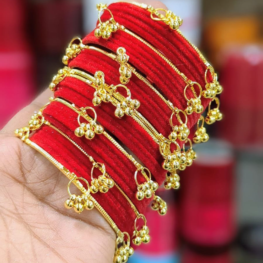 Pooja Bangles Premium Velvet Ghungroo Designer Bangles Set