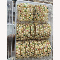 Pooja Bangles Pota Stone And Meenakari Embellished Bangles Set