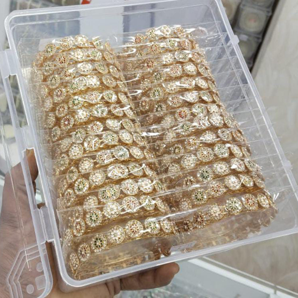 Pooja Bangles Premium Austrian Stone And Meenakari Designer Bangles Set ( 1 Piece Only)
