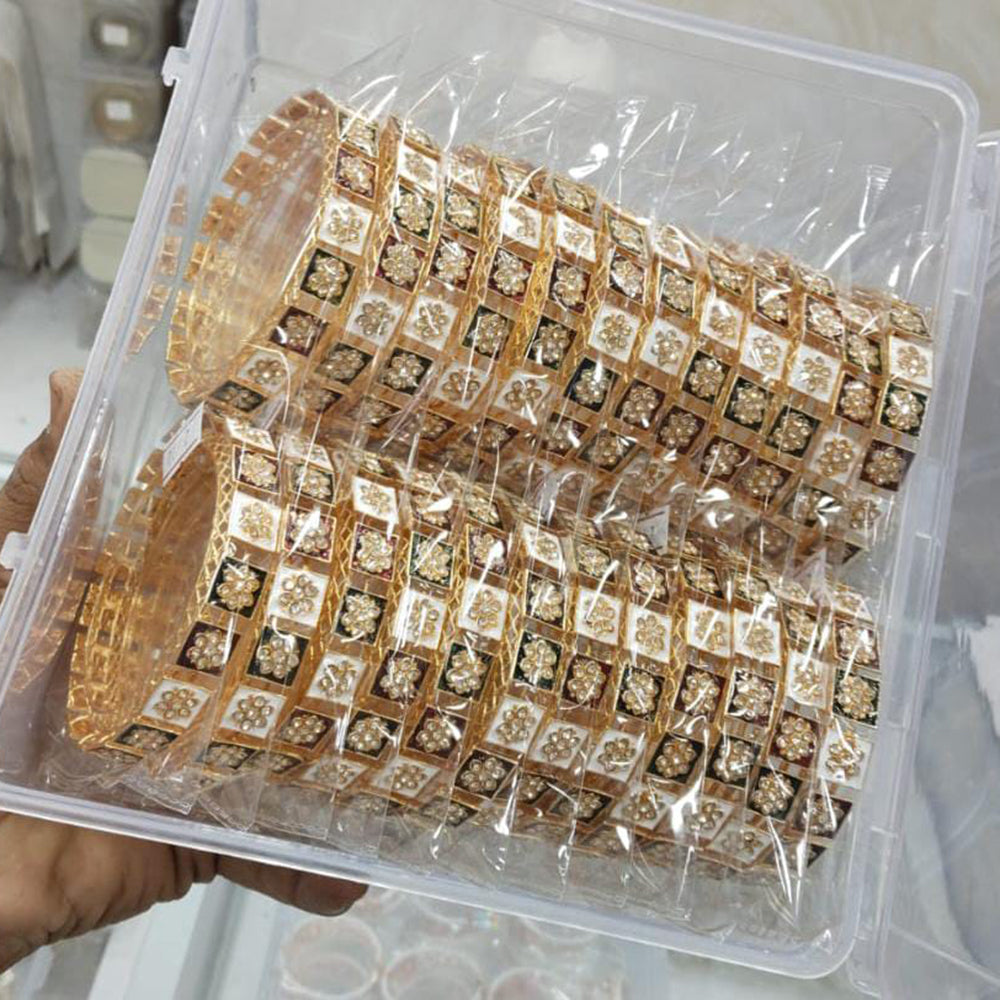 Pooja Bangles Premium Austrian Stone And Meenakari Designer Bangles Set ( 1 Piece Only)