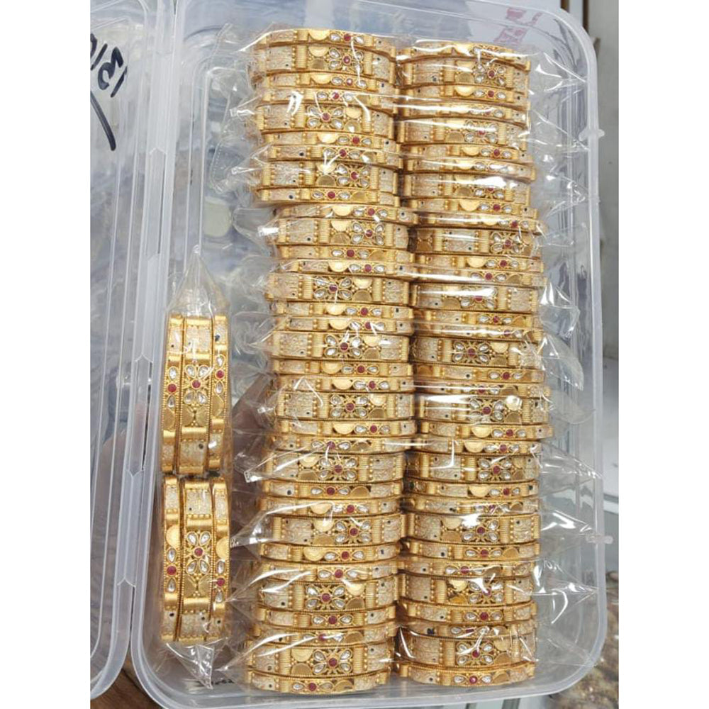 Pooja Bangles Premium Pota Stone And Pearl Meenakari Bangles Set ( 1 Piece Only)