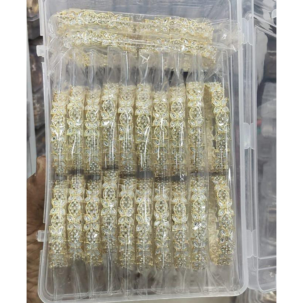 Pooja Bangles Elegant Kundan Stone And Austrian Stone Bangles Set   (1 Set Only )
