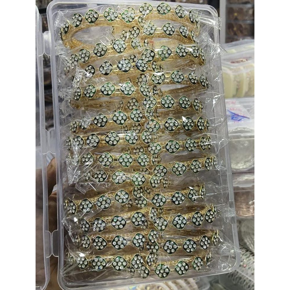 Pooja Bangles Traditional Austrian Stone And Meenakari Bangles Set   (1 Set Only )