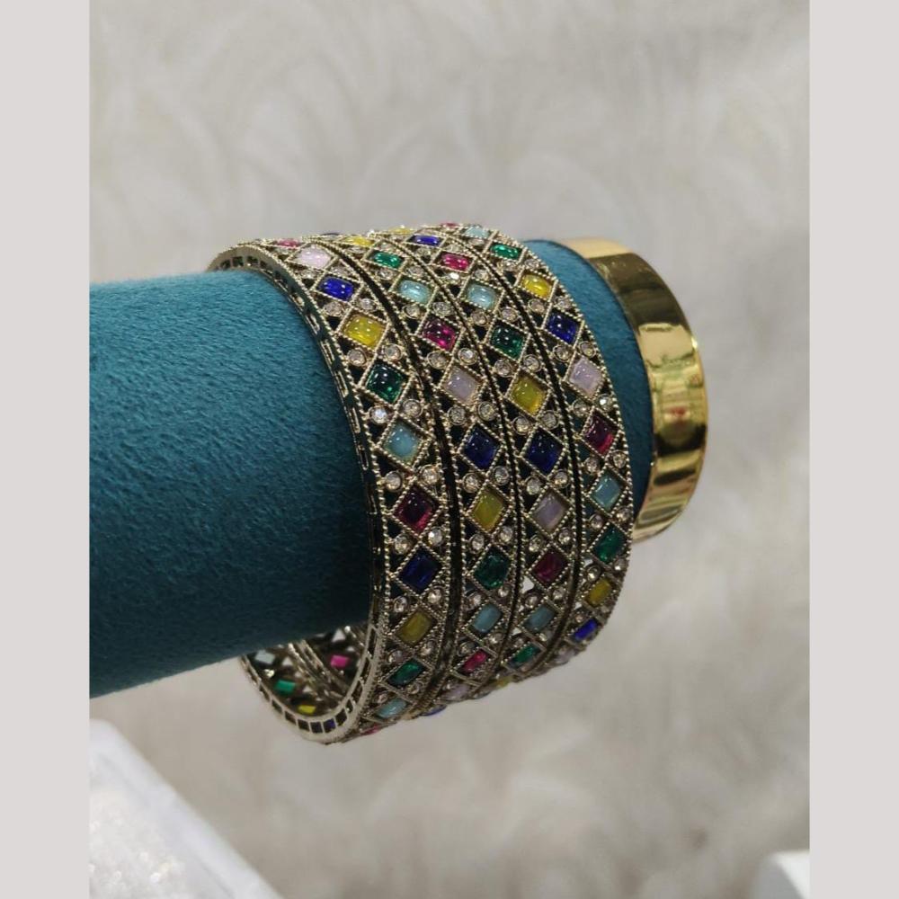 Pooja Bangles Pota Stone And Austrian Stone Glamorous Bangles Set
