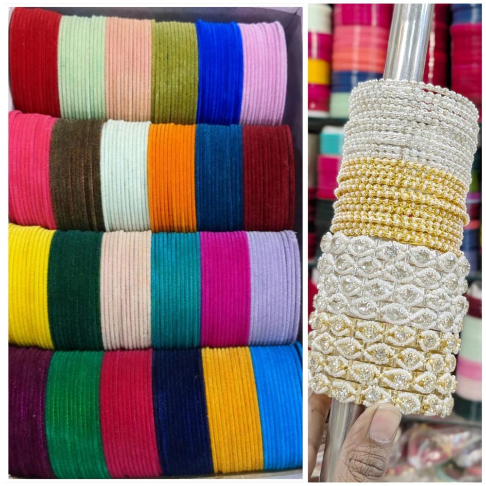 Pooja Bangles Glamorous Pearl Trendy Multi Color Bangles Set (Combo Set)