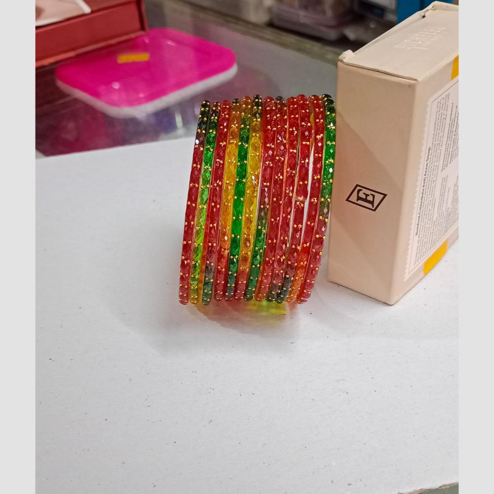 Pooja Bangles Stylish Raindrop Pattern Glass Bangles Set