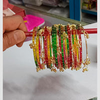 Pooja Bangles Stylish Raindrop Kashmiri Glass Bangles Set