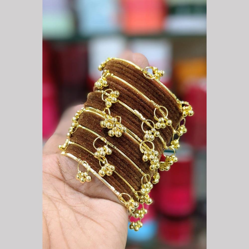 Pooja Bangles Designer Velvet And Pearl Kashmiri Bangles Set