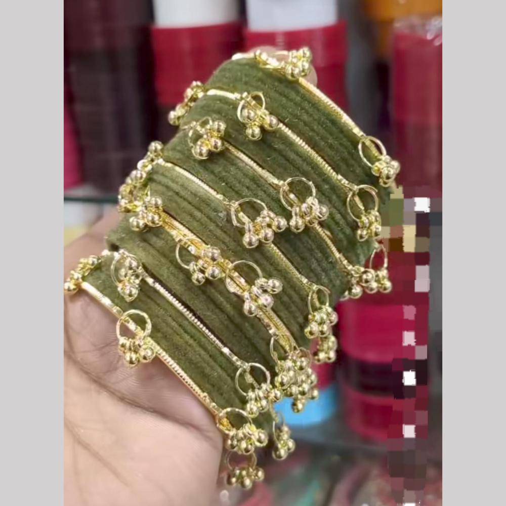 Pooja Bangles Designer Velvet And Pearl Kashmiri Bangles Set
