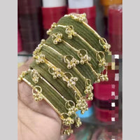 Pooja Bangles Designer Velvet And Pearl Kashmiri Bangles Set