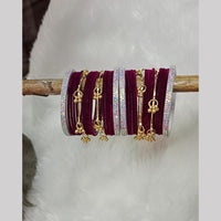 Pooja Bangles Designer Velvet And Pearl Kashmiri Bangles Set