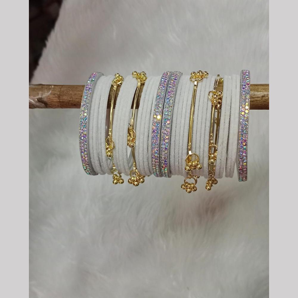 Pooja Bangles Designer Velvet And Pearl Kashmiri Bangles Set