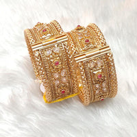 Pooja Bangles Pota Stone And Pearl Designer Openable Bangles Set