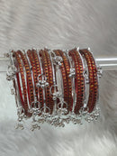 Pooja Bangles Rhodium Plated Stylish Raindrop Pattern Glass Kashmirir Bangles Set