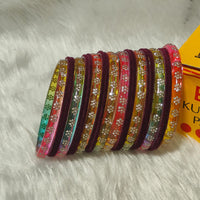 Pooja Bangles Glamorous Austrian Stone Velvet Glass Bangles Set