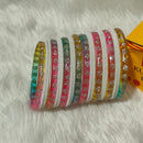 Pooja Bangles Glamorous Austrian Stone Velvet Glass Bangles Set