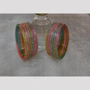 Pooja Bangles Stylish Austrian Stone Multi Color Glass Bangles Set