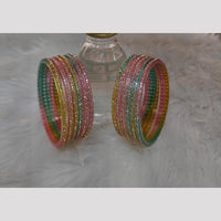 Pooja Bangles Stylish Austrian Stone Multi Color Glass Bangles Set