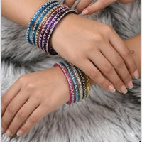 Pooja Bangles Stylish Austrian Stone Multi Color Glass Bangles Set