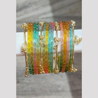 Pooja Bangles Classic Kashmiri Ghungroo Raindrop Glass Bangles Set 
