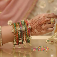 Pooja Bangles Classic Kashmiri Ghungroo Raindrop Glass Bangles Set 