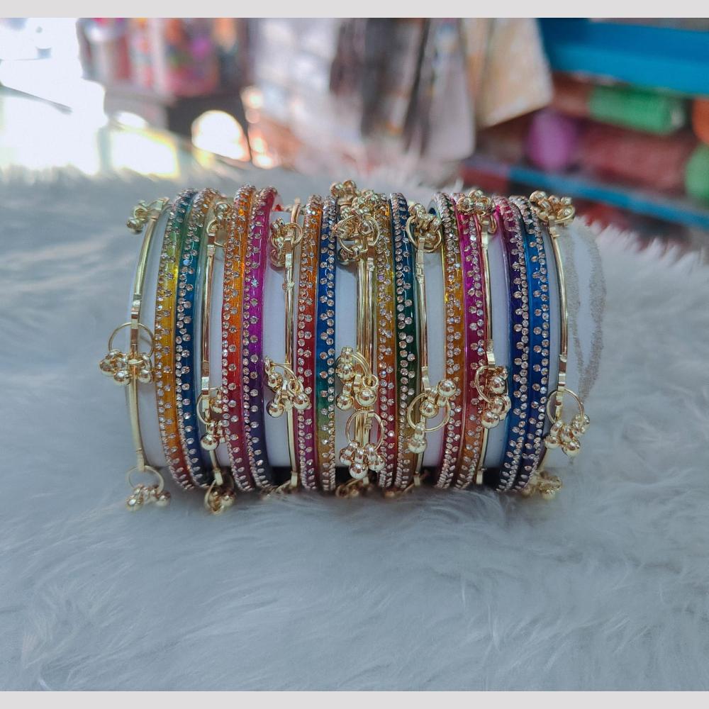 Pooja Bangles Classic Kashmiri Ghungroo Raindrop Glass Bangles Set 