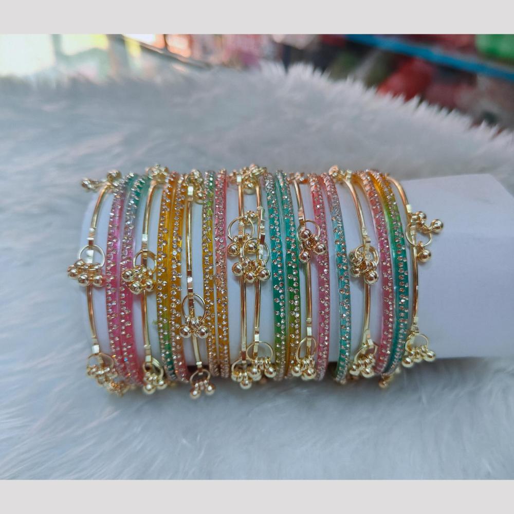 Pooja Bangles Classic Kashmiri Ghungroo Raindrop Glass Bangles Set 