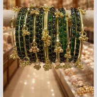 Pooja Bangles Classic Kashmiri Ghungroo Raindrop Glass Bangles Set 